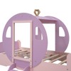 Angel Sar Twin Size Princess Carriage Bed with Crown, Wood Platform Car Bed with Stairs, Pink Purple - 4 of 4
