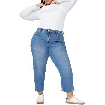 ELOQUII Women's Plus Size The Naomi Comfort Stretch Straight Jean Crop