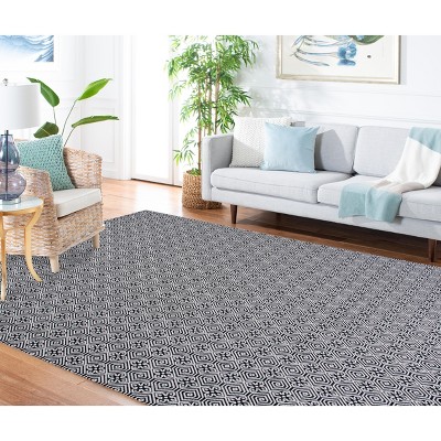 Handmade Gray Wool and Cotton Rug, 6'7" x 9'
