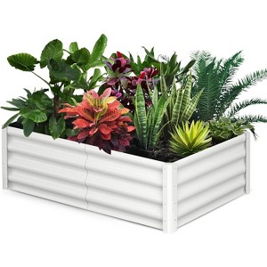 8x4x1 FT Galvanized Raised Garden Bed, Rectangular Metal Planter Box, Outdoor Metal Planter Box for Vegetables, Flowers, Green - 1 of 4