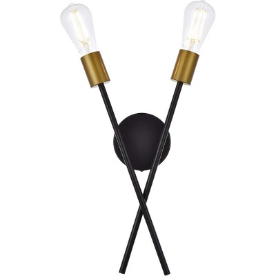Elegant Lighting Armin 2 lights wall sconce in black with brass