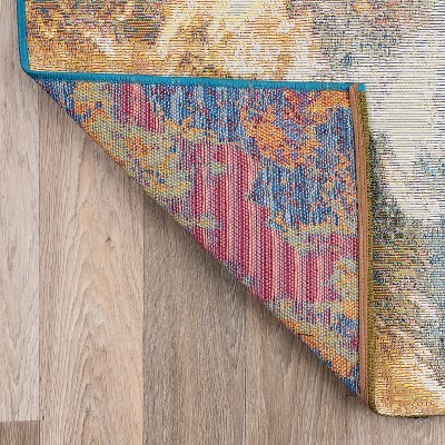 Contemporary Abstract Clouds Multi-Color Synthetic 5' x 7' Area Rug