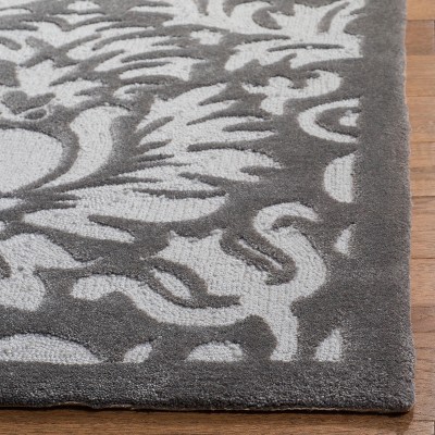 Stone and Gray Hand-Hooked Floral 3' x 5' Area Rug