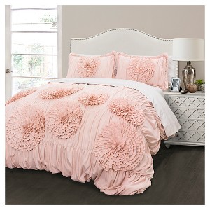 Serena Comforter Set (King) Pink 3 pc - Lush Décor