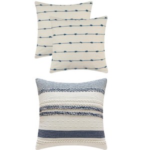 REGALWOVEN 3 Pcs Striped Modern Decorative Throw Pillow Covers Square 18" x 18" - 1 of 4