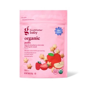 Organic Puffs Baby Snacks - Apple Strawberry - 1.48oz - Good & Gather™ - 1 of 4