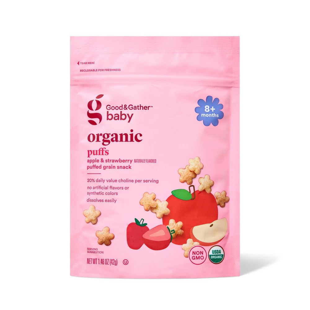 Organic Puffs Baby Snacks - Apple Strawberry - 1.48oz - Good & Gather™