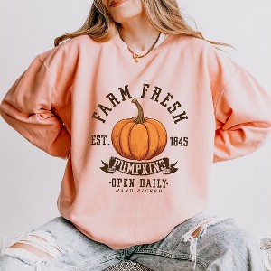 Simply Sage Market Women's Lightweight Garment Dyed Graphic Sweatshirt Farm Fresh Open Daily - 1 of 4