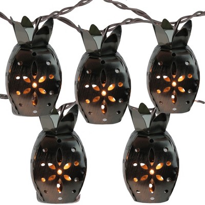 Kurt S. Adler 10 Pineapple Novelty Christmas Lights - 7.5 ft Brown Wire