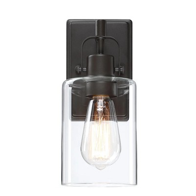 TOBILI 1-Light Bronze Bathroom Lighting over Mirrors Modern Vanity Light Fixtures with Clear Glass Shade