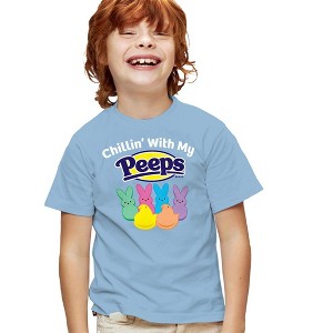Easter Chillin' With My Peeps Kids T-Shirt For Youth Light Blue - 1 of 4