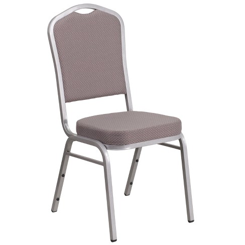 Flash Furniture HERCULES Series Crown Back Stacking Banquet Chair in Gray  Fabric - Silver Vein Frame