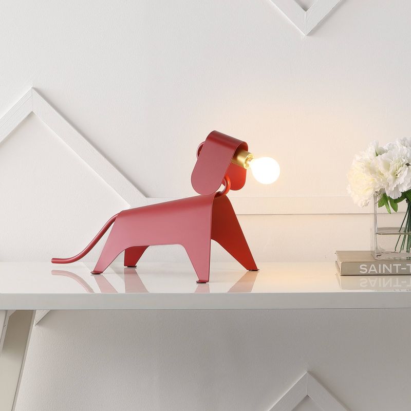 10&#34; Rover Modern Industrial Iron Canine Kids&#39; Lamp (Includes LED Light Bulb) Red - JONATHAN Y, 2 of 9