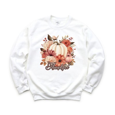 Simply Sage Market Women's Graphic Sweatshirt Thankful Pumpkin Floral