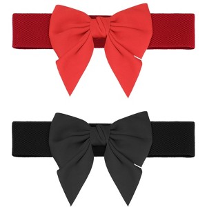 INSPIRE CHIC Women's Decoration Elastic Wide Stretch Bowknot Versatile Fashion Dress Waistband 2 Pcs - 1 of 4