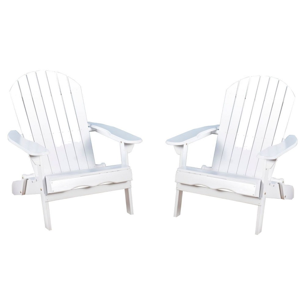 Photos - Garden Furniture Hanlee Set of 2 Folding Wood Adirondack Chair White - Christopher Knight H