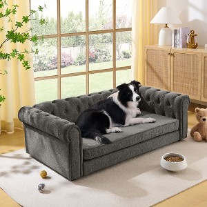 ORRD Elegant Dark Grey Elevated Linen Dog Sofa for Large/Oversized Dogs - 1 of 4
