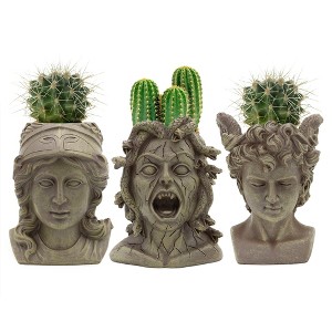 Darware Mini Resin Medusa / Athena / Perseus Planter, 3pc Set; Garden Decor Statue Flower Pot - 1 of 4