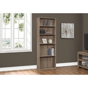 Bookshelf, Bookcase, 6 Tier, 72"h, Office, Bedroom, Brown Laminate, Transitional - 1 of 4