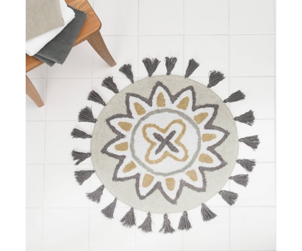 Medallion Ikat Bath Rug Natural - Allure Home Creation