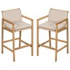 Set of 2 Wood Bar Stools with Cushions and Rattan-Woven Seats, Compact Counter Height Chairs for Balcony or or Outdoor Bar – The Pop Home - 2 of 4