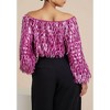 ELOQUII Women's Plus Size Fringe Sequin Off The Shoulder Top - 3 of 4