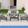 Whizmax Courtyard Patio Furniture Set, 4-Piece Outdoor Patio Set with Sofa, Removable & Washable Deep Seating Cushion,Tempered Glass Table - 2 of 4