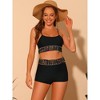 Elerevyo Women's Contrast Color High Waisted Scoop Neck Swimsuit Bathing Suit 2 Pcs - 4 of 4