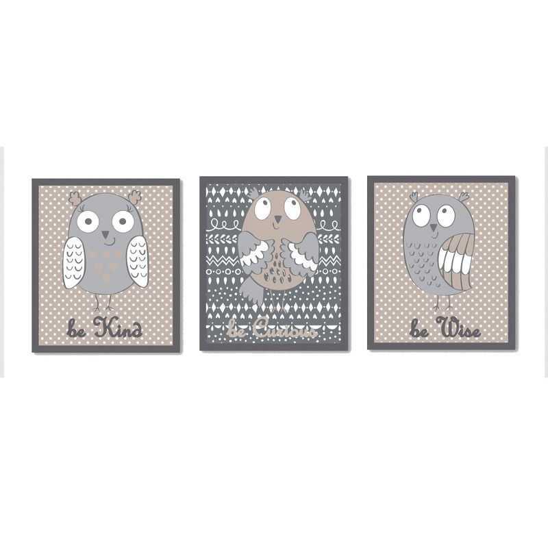 Bacati - Owls in the Woods Beige/Gray 10 pc Crib Bedding Set with 2 Crib Fitted Sheets, 5 of 12