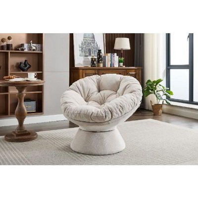 CAVINAS Oversized Swivel Accent Chair, 360-degree Swivel Barrel Chair, Upholstered Swivel Chair, Papasan Chair for Living Room Bedroom