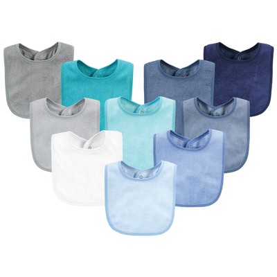 Image of Hudson Baby Infant Boys Rayon from Bamboo Bib with Waterproof Lining 10pk, Blue Teal, One Size