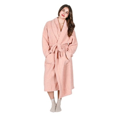 Tirrinia Womens Soft Plush Fleece Wrap Around Robe, Long Cozy Warm Lounge Bathrobe
