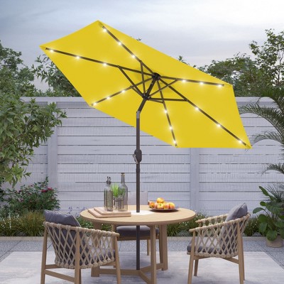 Sonkuki 7.5 ft Outdoor LED Solar Lighted Patio Market Umbrella w/ Push Button Tilt
