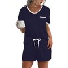 Ekouaer Womens Pajama Sets 2 Piece Soft Short Sleeve Top and Shorts Sleepwear Round Neck Pjs Lounge Set with Pockets - 4 of 4