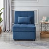 Multi-Functional Folding Ottoman Breathable Linen Fabric Recliner Chair Bed With Adjustable Backrest Modern Convertible Chair - 3 of 4