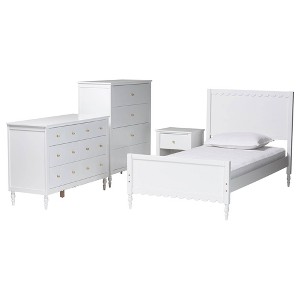 Baxton Studio Twin Roni Modern Wood 4-Piece Bedroom Set White : Target