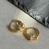 Anna-Kaci Women's Huggie Hoop Earrings with Ring Detail - 3 of 4