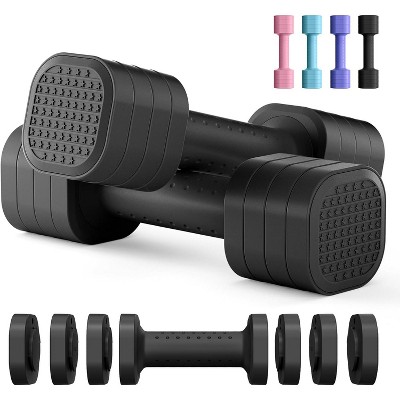 Adjustable Dumbbell Set of 2, 4 in 1 Free Weights Dumbbells Set for Women, Hand Weights for Women at Home, Each 2lb 3lb 4lb 5lb with TPU Soft Rubber H