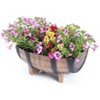 Gardenised Rustic Wood- Look Plastic Half Barrel Flower Pot Garden Planter, Pack of 2 - image 2 of 4