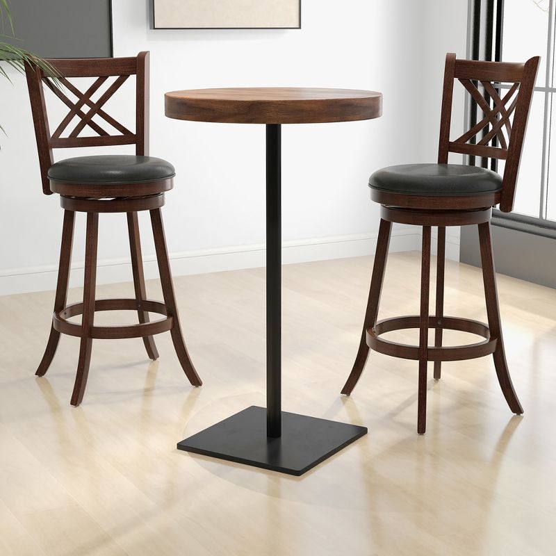 Tangkula 360° Swivel Barstools Set of 4 29" Bar Height Bar Chairs with Back & Footrest, 3 of 11