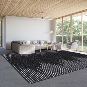 Machine Washable 8x10 Area Rug Non Slip Non Shedding Rug Modern Minimalistic Striped Low Pile Foldable Rugs Stain Resistant Carpet For Bedroom - 1 of 4