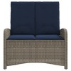 vidaXL Reclining Patio Bench with Cushions Seat Poly Rattan - Gray 41.3" x 23.2" x 36.6" - 3 of 4