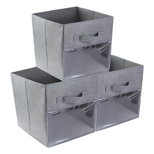 REGALWOVEN Fabric Transparent Viewing Window Collapsible Lightweight Storage Cube 3 Pcs - 1 of 4