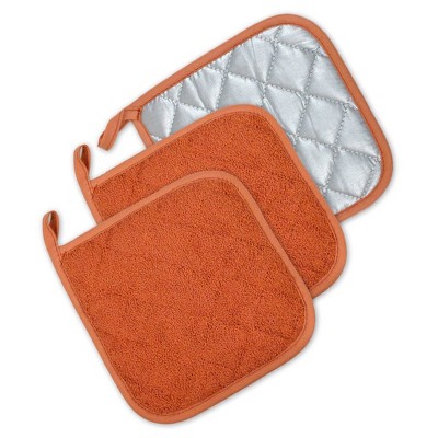 3pk Orange Potholder (7"x7") - Design Imports