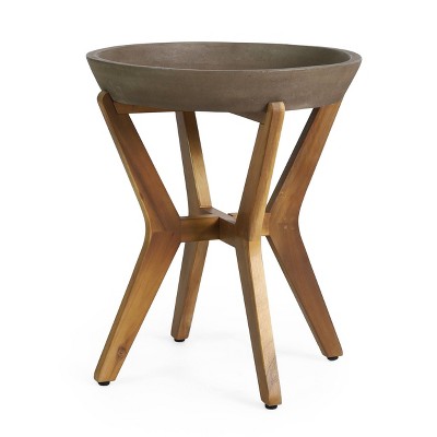 Yukon Patio Side Table - Teak/Light Gray - Christopher Knight Home