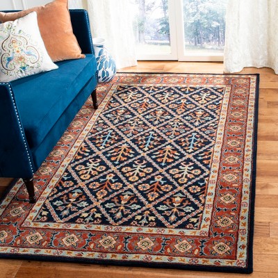 Navy and Red Hand-Tufted Wool Area Rug, 3' x 5'