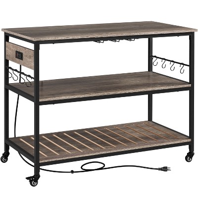 Yaheetech 3-Tier Kitchen Island Rolling Cart with Shelves for Dining Room