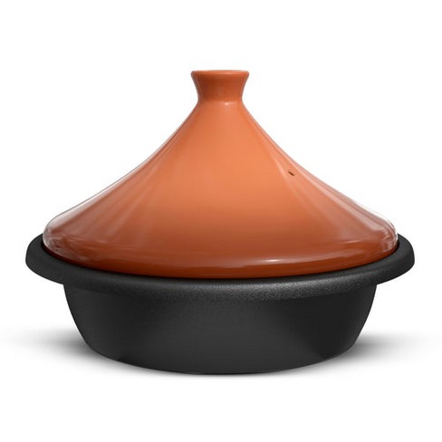 Kook Moroccan Tagine, Enameled Cast Iron Cooking Pot, Tajine with Ceramic  Cone-Shaped Closed Lid, 3.3 QT (Terracotta)