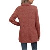 Women's Fall Winter High Neck Ribbed Knit Top - Loose Fit T-Shirt with Side Slits - 3 of 4