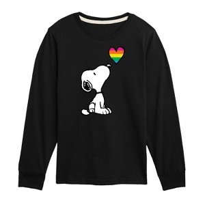 Boys' - Peanuts - Snoopy Rainbow Heart Long Sleeve Graphic T-Shirt - 1 of 4